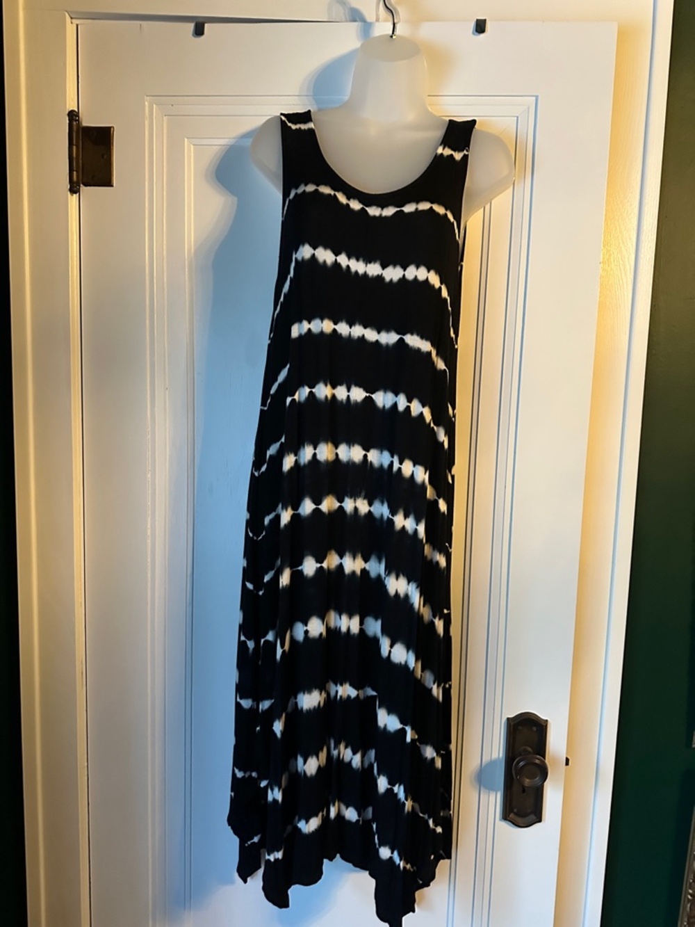 WD.NY Black & White Tie-Dye Sleeveless Maxi Dress